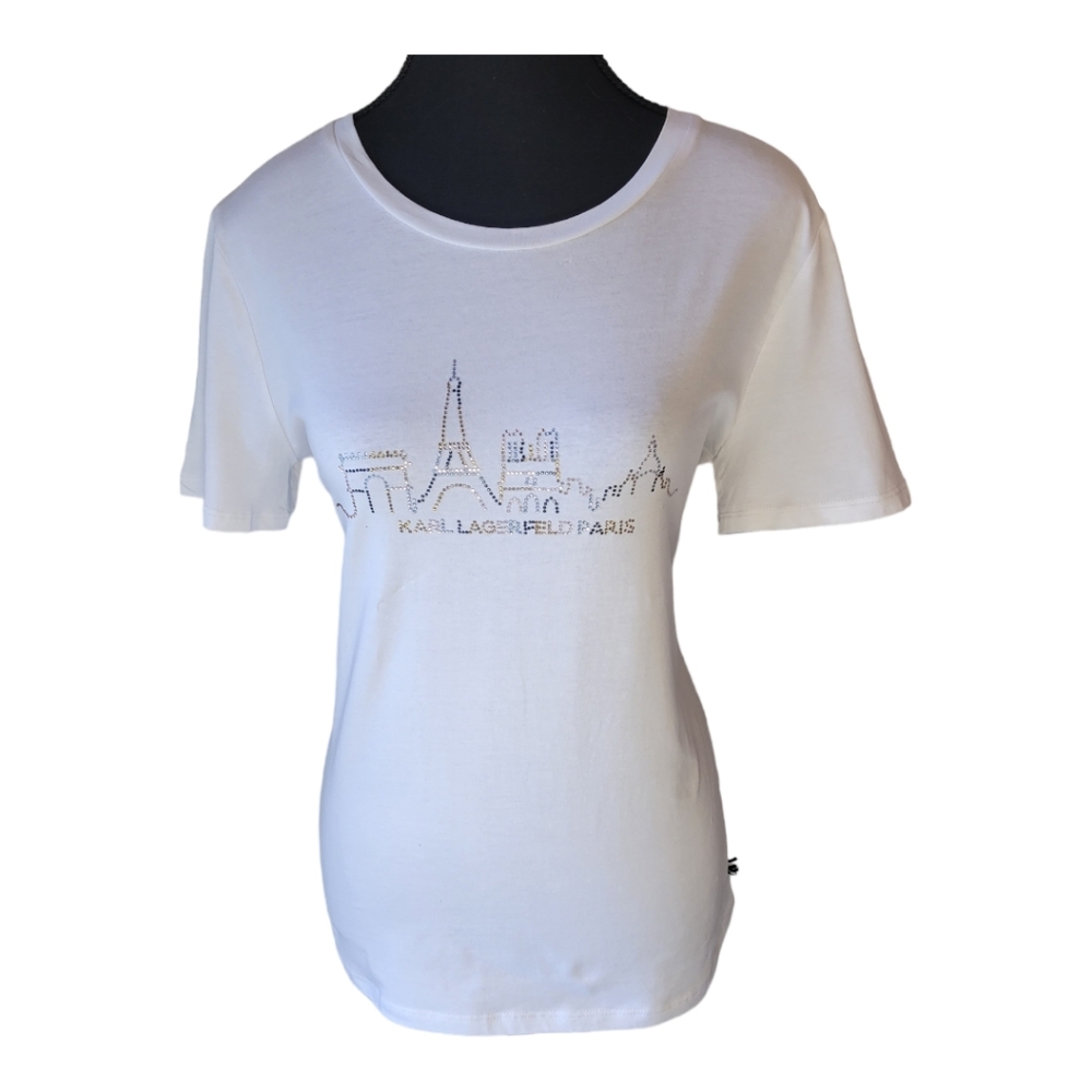 Karl Lagerfield Beaded Paris Landscape Tee